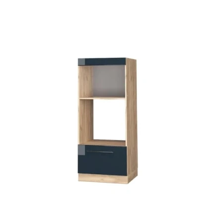 Afbeelding van Vicco Magnetronkast Fame Line, Donkerblauw hoogglans/Krachtige eik goud, 60 cm open