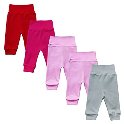 Afbeelding van MEA BABY Uniseks babybroek van 100% katoen, in 5 pack/pofbroek, voor jongens en meisjes, slip on broek, Meisje.