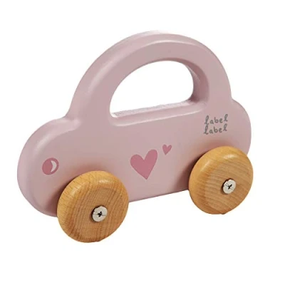 Afbeelding van Label Roze Houten Speelgoed Auto LLWT 25002
