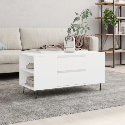 Afbeelding van Salontafel 102x44,5x50 cm bewerkt hout wit
