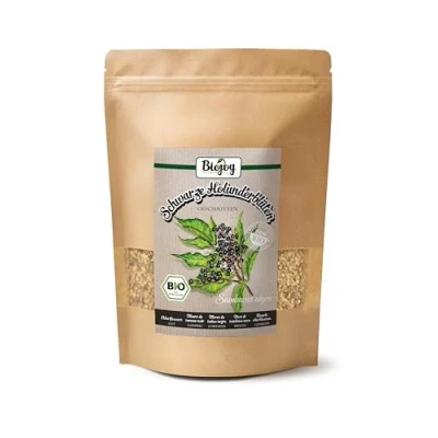 Afbeelding van Biojoy Biologische zwarte vlierbloesem (250 g), gedroogd en gesneden, ideaal voor infusie (Sambucus nigra)