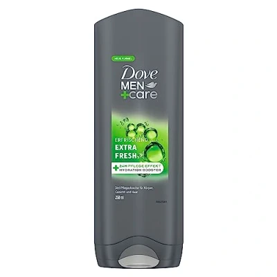 Image de Dove Men+Care Gel douche 3 en 1 extra frais pour le corps, visage et les cheveux avec effet de soin 24 heures 250 ml