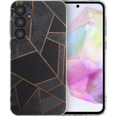 Afbeelding van iMoshion hoesje Geschikt voor Samsung Galaxy A35 Siliconen Design Zwart / Black Graphic