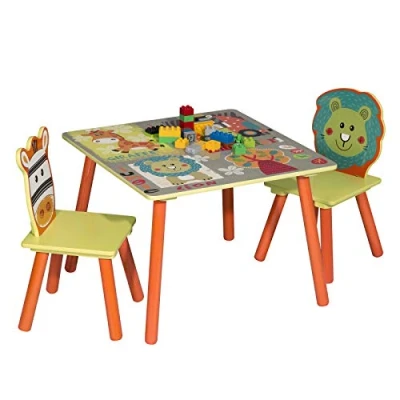 Afbeelding van WOLTU 1 Kindertafel + 2 stoelen Kindermeubelset voor kinderen,kindertafel met dierlijk patroon,SG006