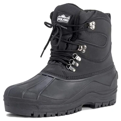 Afbeelding van Polar heren kort nylon gaas met overlay duck waterdichte zool veter winters snowboots zwart UK8 / EU42 YC0439