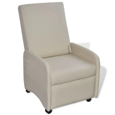 Afbeelding van vidaXL Fauteuil inklapbaar kunstleer crème