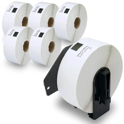Afbeelding van BETCKEY 6 Rollen DK 11201 Labels Compatibel met Brother, 29mm x 90mm, 2400 Labels, standaard adreslabels voor Brother QL Labelprinters