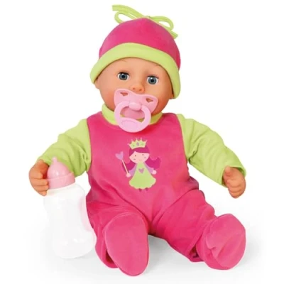 Afbeelding van Bayer Design 93806AA pop, fles en fopspeen, zacht lichaam, slapende ogen, interactieve 38 cm