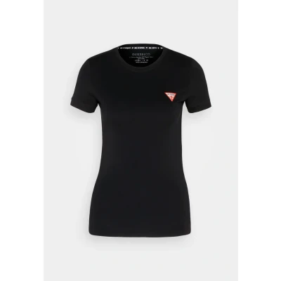Afbeelding van Guess SS CN MINI Triangle Tshirt basic Jet black, Dames, Maat: XS, black
