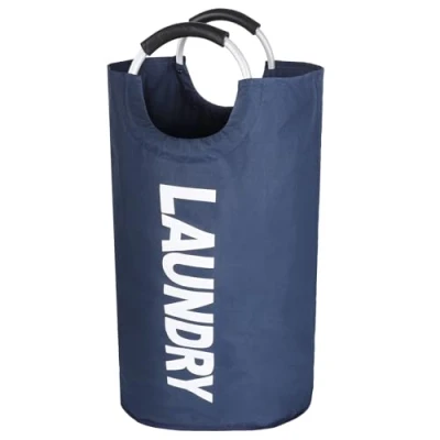 Afbeelding van Opvouwbare wasmand, 90 liter, inhoud met handvat, Oxford stof, waterdicht, draagbaar, donkerblauw