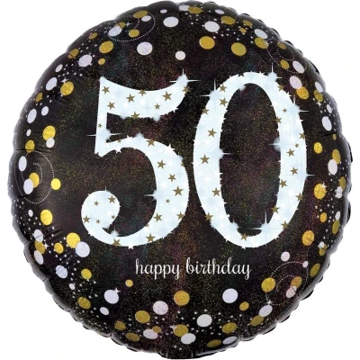Afbeelding van Folie ballon Sparkling zilver goud 50 jaar.