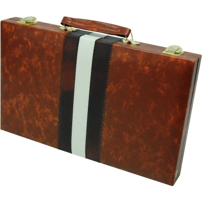 Afbeelding van Backgammonkoffer 38 cm bruin/wit/bru.HOT