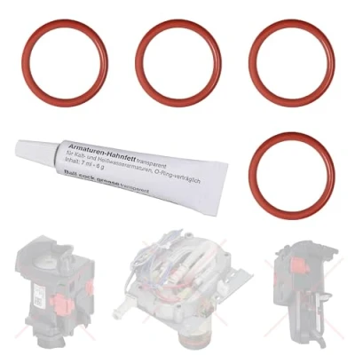 Afbeelding van Set van 4 O ringen compatibel met Delonghi EABI EAM ECAM ESAM EPAM ETAM AEG voor percolatie eenheid, percolatiegroep, perszuiger, zuiger en warmteblok (4 x + 6 g)