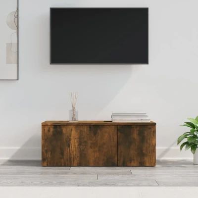 Afbeelding van Tv meubel 80x34x30 cm bewerkt hout gerookt eikenkleurig