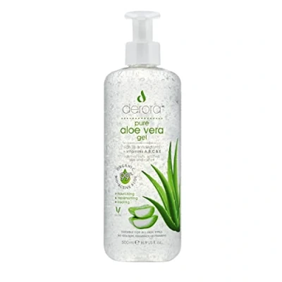 Image de Derora Gel d&#039;aloe vera Contient des ingrédients bio actifs 100 % purs, biologiques et naturels Pour guérison, apaiser hydrater la peau, le visage corps Sans cruauté envers