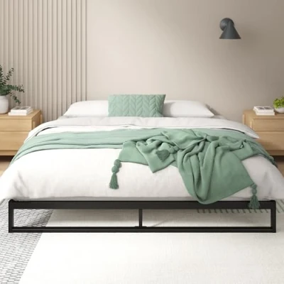 Afbeelding van Zinus Trisha 17,78 cm hoog belastbaar laag profiel platform bedframe/matras basis/geen boxspring nodig/stabiele houten lattenbodem/snelle, eenvoudige montage / 140 x 200