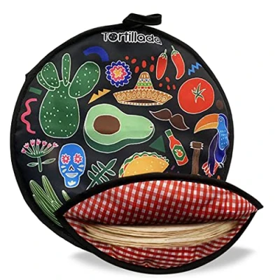 Afbeelding van Tortillada Tortilla verwarmer 30 cm/magnetronverwarmer van katoen/polyester (zwart)
