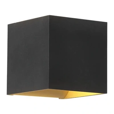 Afbeelding van Searchlight Wall Wandlamp Vierkant H 9,7 cm Zwart / Goud