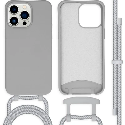 Afbeelding van iPhone 14 Pro Max Hoesje iMoshion Color Backcover met afneembaar koord Grijs