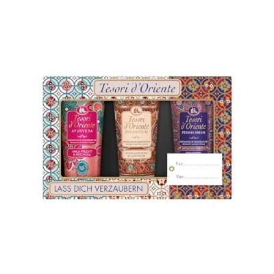 Afbeelding van TESORI D&#039;ORIENTE 3 x douchecrème, 75 ml (Ayurveda, Perzische Dream en Byzantium), douchecrèmes voor lichaamsverzorging, wellnessrituelen lichaam zintuigen