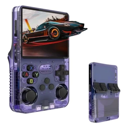 Afbeelding van R36S Draagbare retro videogameconsole, 3,5 inch IPS display, 64 g videospeler, TF kaart, meer dan 10.000 games, gameconsole, met open source Linux systeem (blauw)