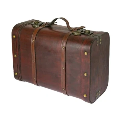 Afbeelding van HMF Vintage houten schatkist 6412 145, 45 x 30,5 20 cm, groot, Peru