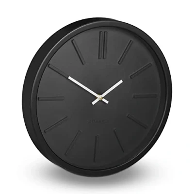 Afbeelding van Relaxdays wandklok 35 cm muurklok analoog keukenklok klok woonkamer modern zwart
