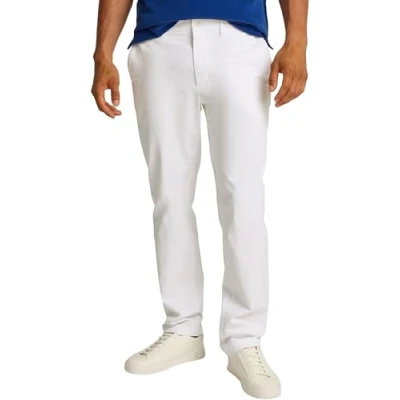 Image de Tommy Hilfiger Denton Pantalon chino en satin coupe droite pour homme, White, 29W / 28L