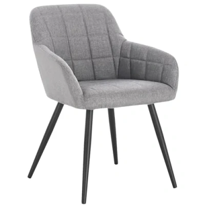 Afbeelding van WOLTU BH107hgr 1 stuk Eetkamerstoel Linnen Gestoffeerde Keukenstoel, Metalen Poot, Licht Grijs, 49D 43B 81H cm