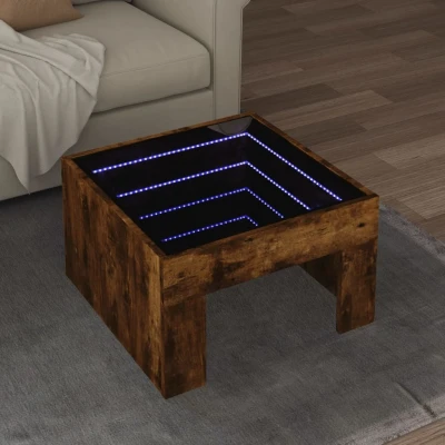 Afbeelding van Salontafel met Infinity LED 50x50x30 cm gerookt eikenkleurig