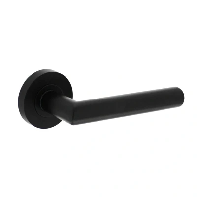 Afbeelding van Intersteel Deurkruk Bastian ronde rozet 52x10mm nokken mat zwart