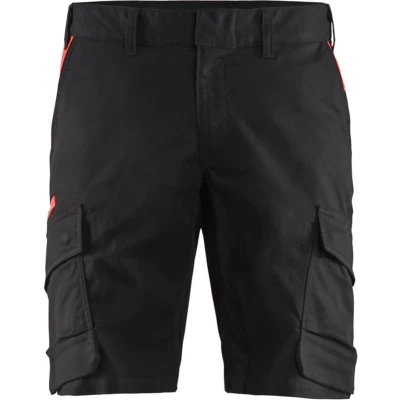 Afbeelding van Blaklader Industrie short met stretch 1446 1832 Zwart/Rood C62