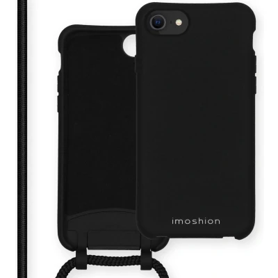 Afbeelding van iMoshion Hoesje Geschikt voor iPhone SE (2022) / (2020) 8 7 met koord Color Backcover afneembaar Zwart