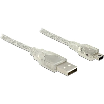 Afbeelding van USB Mini B naar A kabel met ferriet kern USB2.0 tot 2A / transparant 1 meter