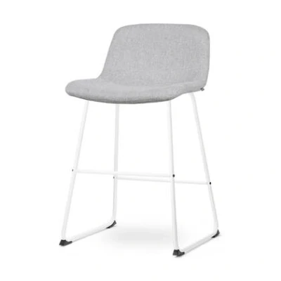 Afbeelding van Nolon Nino Mats Barkruk Lichtgrijs Wit Onderstel Zithoogte 65 cm Stof Voor Kookeiland