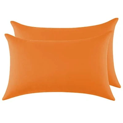 Afbeelding van Kussensloop, 100% katoen, 50x70 cm, 2 stuks, rechthoekig, Puro, jersey, 120 g/m², kussensloop duurzaam en hypoallergeen, oranje