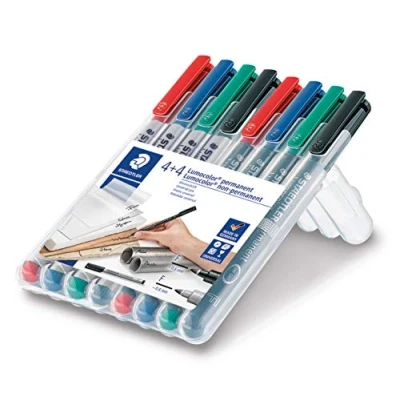 Afbeelding van STAEDTLER Lumocolor Foliestiften, set van 8 pennen, speciale editie, in water oplosbaar en waterbestendig, F punt lijnbreedte ca. 0,6 mm, hoge kwaliteit Made Germany, 31 S WP8X, gesorteerd