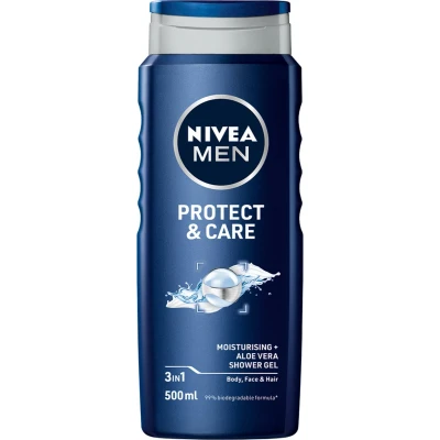 Afbeelding van NIVEA MEN Protect &amp; Care Douchegel 3 in 1 Shower Gel Met aloë vera Shampoo 500ml
