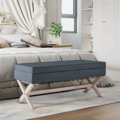 Afbeelding van Opbergkruk 110x45x49 cm fluweel donkergrijs