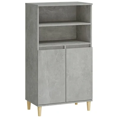 Image de vidaXL Buffet haut Gris béton 60x36x110 cm Bois d&#039;ingénierie821224