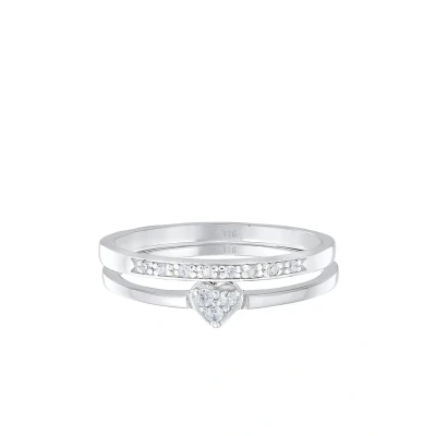 Afbeelding van Elli 2 PACK Heart Ring, Dames, Maat: 58, Silber