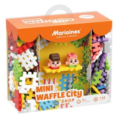 Afbeelding van Marioinex 904169 Mini Waffle City Shop bouwstenen 148 elementen 2 figuren