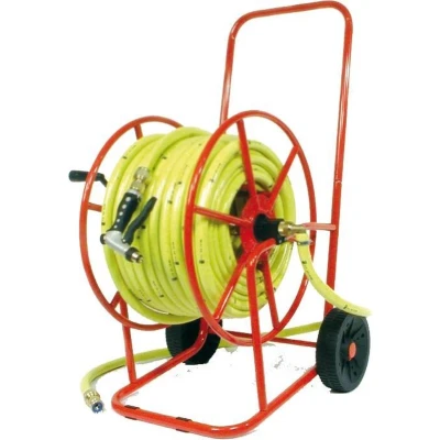 Afbeelding van Talen Tools Professionele Haspel Gemonteerd 50 meter 3/4&quot; met Gele Tuinslang No Twist en Messing Koppelingen + Pistool Volledig Gebruiksklaar