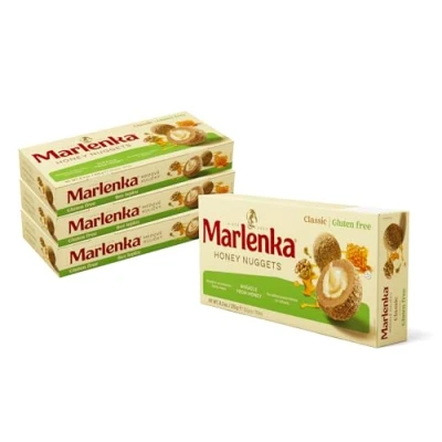 Image de Marlenka Boules de miel 3 + 1 paquet pépites sans gluten pâtisserie avec 4 x 10 balles 235 g bonbons en gros paquets Les ont un goût similaire au gâteau