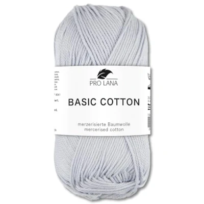 Afbeelding van Frida&#039;s Wollhaus Pro Lana 50 g basic katoenen breiwol voor breien en haken 64 kleuren (91 lichtgrijs)