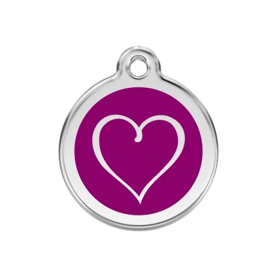 Afbeelding van Tribal Heart Purple roestvrijstalen hondenpenning medium/gemiddeld dia. 3 cm RedDingo