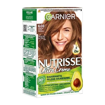 Image de Garnier Nutrisse Ultra Creme Coloration permanente pour cheveux 6.03 Blond foncé doré naturel avec couverture jusqu&#039;à 100% des blancs