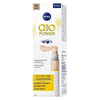 Afbeelding van NIVEA Q10 Power 3 in 1 Eye Care Cushion 02 Nude 4 ml, kleurrijke en hydraterende oogcrème, anti aging oogprimer met co enzym Q10, concealer voor donkere kringen