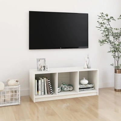 Afbeelding van Tv meubel 104x33x41 cm massief grenenhout wit