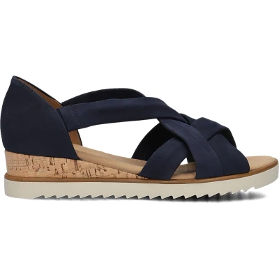 Afbeelding van Gabor Sandalen met sleehak, Dames, Maat: 41, Blue Veloursleer